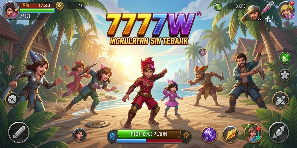 Screenshot menunjukkan gameplay interaktif dan menarik dari 7777W.