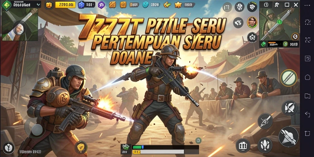 Screenshot utama 777RT menampilkan aksi Battle Royale yang seru.