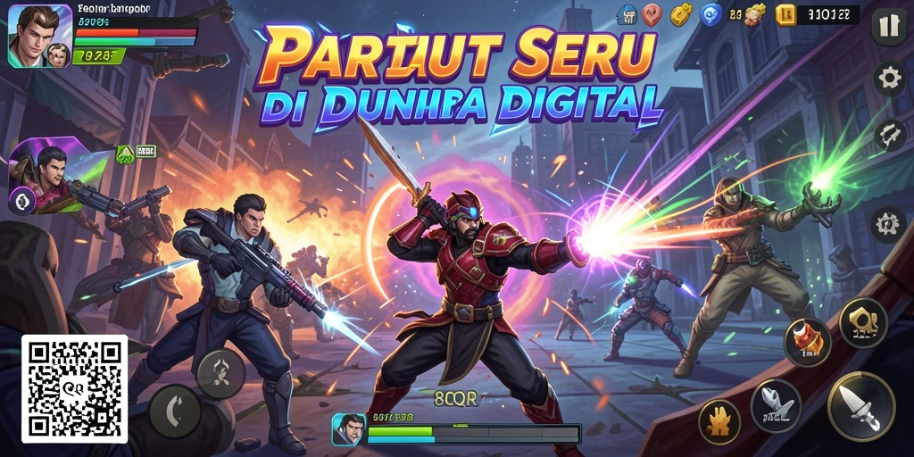 Screenshot gameplay 8QR menampilkan pertarungan seru antara karakter.
