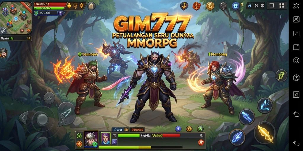 Tangkapan layar utama GIM777 menunjukkan pertarungan seru di dunia MMORPG.