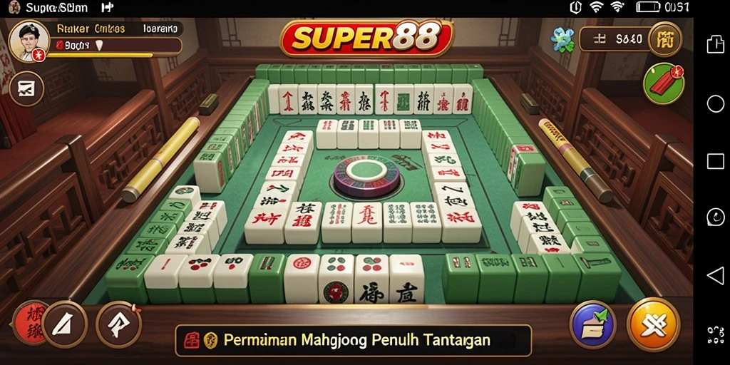 Screenshot SUPER88 menampilkan gameplay Mahjong yang seru dan menantang.